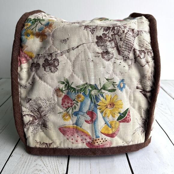 Set of 4 VTG 60s 70s Mushrooms Floral Toile Toaster Cover 2 Placemats 1 Hot Pad - Picture 5 of 16